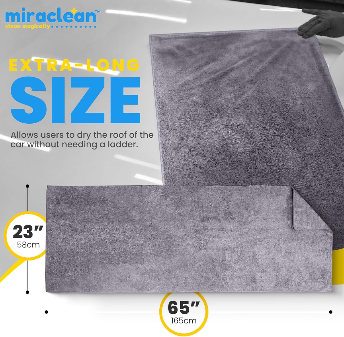 Car Drying Towels Extra Large Super Absorbent 65 x 23 Inch Microfiber Car Drying Towel Streak-Free Lint-Free Absorbent Car Wash Towels for Quick Drying Cars, Boats and Large Surfaces