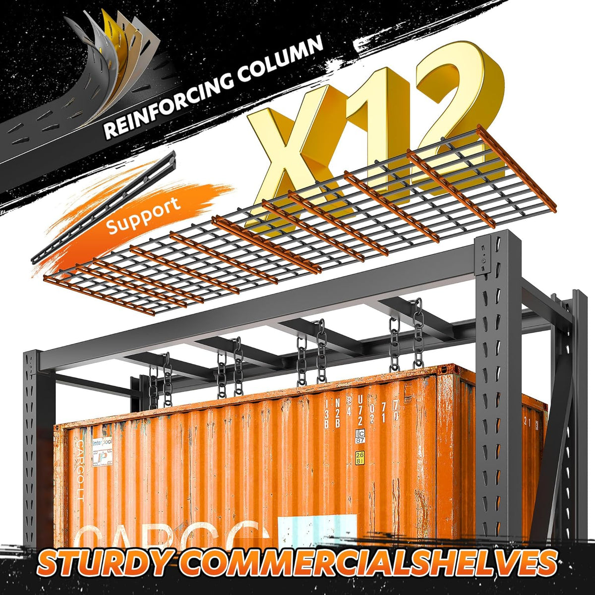Bepatio 77" W Storage Shelves Heavy Duty Garage Shelving 8000LBS 4 Tier Metal Shelving Unit, Adjustable Shelves, Steel Industrial Shelving for Basement Warehouse Commercial,77" W*24" D*72”H,Black
