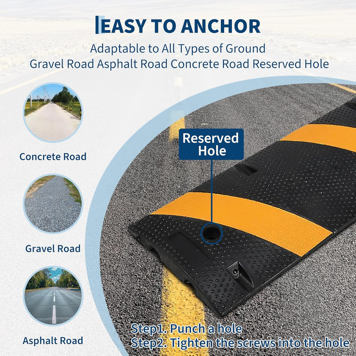 4 PCS 6FT Speed Bumps Wite End for Road, Heavy-Duty 25,000 lbs Capacity Traffic Rubber Speed Humps with 2 Channel Floor Cord Cover for Asphalt Concrete Gravel Driveway Road (4)