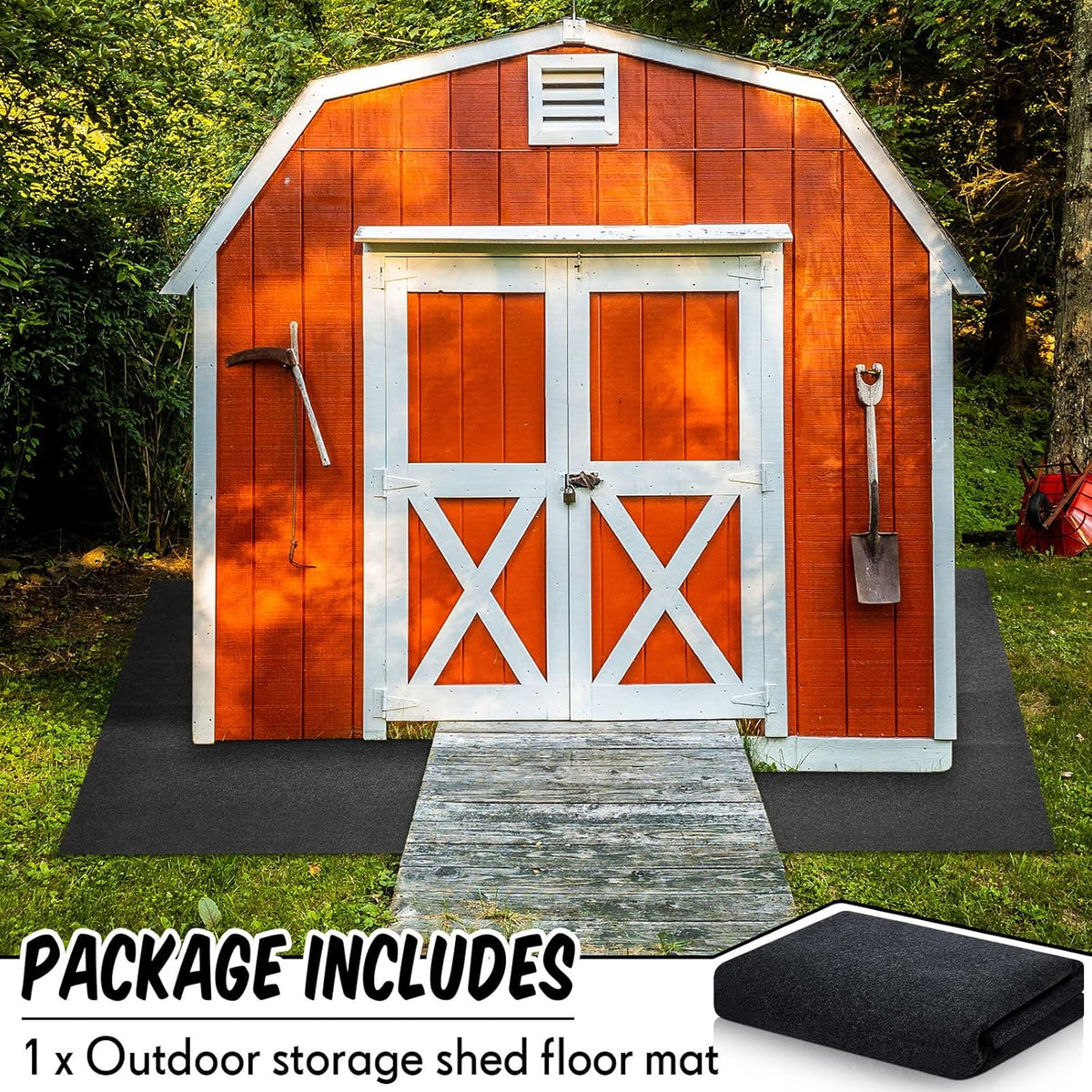 Haull Outdoor Storage Shed Floor Moat Waterproof Outdoor Carport Mat Thickened Soft Patio Furniture Pad Washable with Non Slip Backing, Storage Shed Not Included(4 x 7 ft)