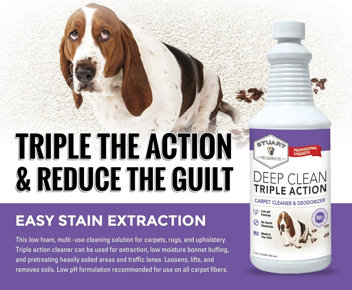 Professional Strength Deep Clean (Gal.) 3X Carpet Cleaner Solution & Deodorizer, Concentrated Encapsulating Carpet Shampoo, Pet Odor & Dirty Carpet Cleaning Solution 128 fl oz.