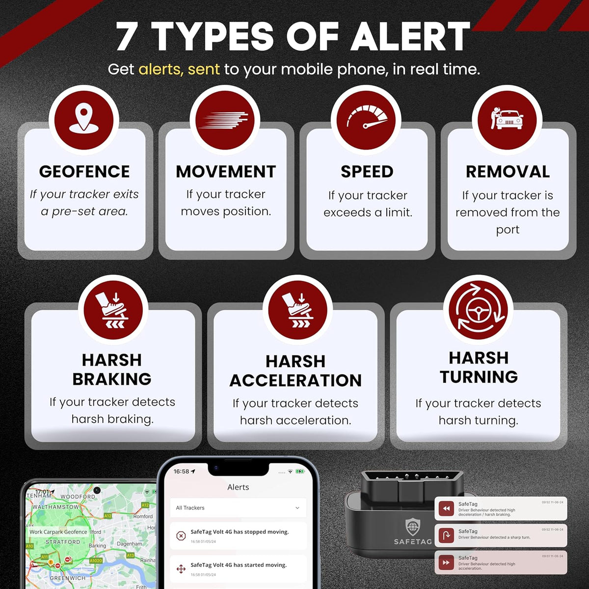 Plug - 4G LTE Car GPS Tracker, Vehicle Location Every 10-30 Seconds, Multiple GeoFences, Route Playback, Monitor Speed, Driving Behaviour, No Activation Fees, Cancel Anytime, 7 Day Free Trial