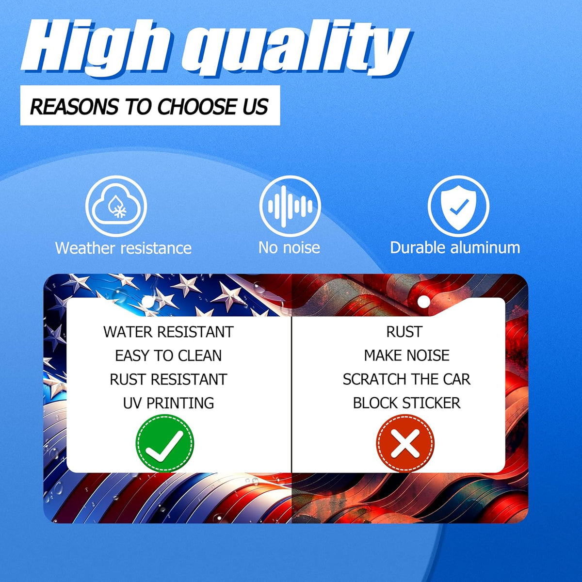 Watercolor American Flag License Plate Frame USA Flag License Plate Stainless Steel Funny License Plate Holder Patriotic America Car Accessory Decoration 12.3" x 6.3"for Men Women