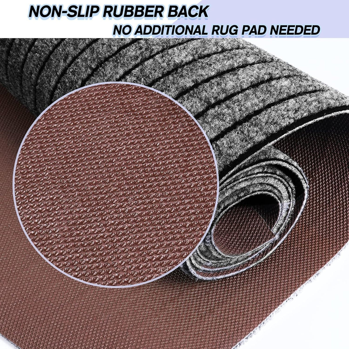 Custom Size Backed Non-Slip Area Rugs Runner, Easy Clean, Waterproof Runner Rugs for Hallway Entryway, Kitchen, Laundry, 4FT x 5FT, Gray Stripe
