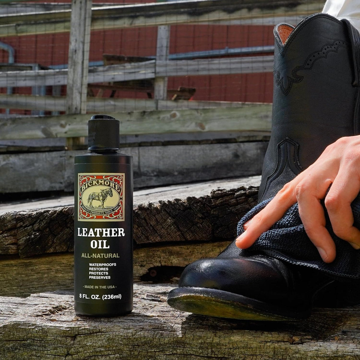 Leather Oil Leather Conditioner 8oz | Waterproofs, Protects, and Restores Boots, Jackets, Auto, Furniture, and All Leather Goods | Made in The USA