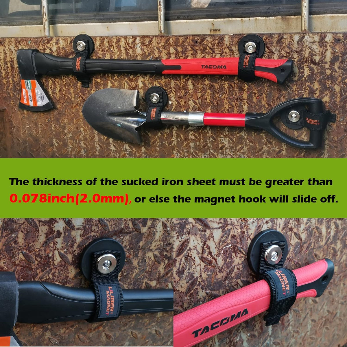 ULIBERMAGNET Strong Magnetic Storage Straps,Heavy Duty Magnetic Garage Storage Tool Organizer,Extension Cord Straps, Hose, Cable, Rope,Tools for Garage,Pick-up,RV and Workshop(2 Pack)