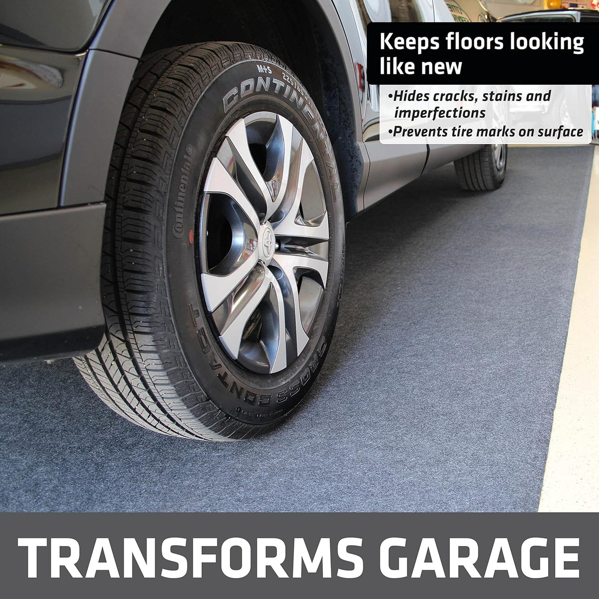 Drymate Garage Floor Mat, (17' x 7'4"), Protects Surfaces, Transforms Garage, Absorbent, Waterproof, Durable (USA Made) (Charcoal) (Includes Double Sided Tape)