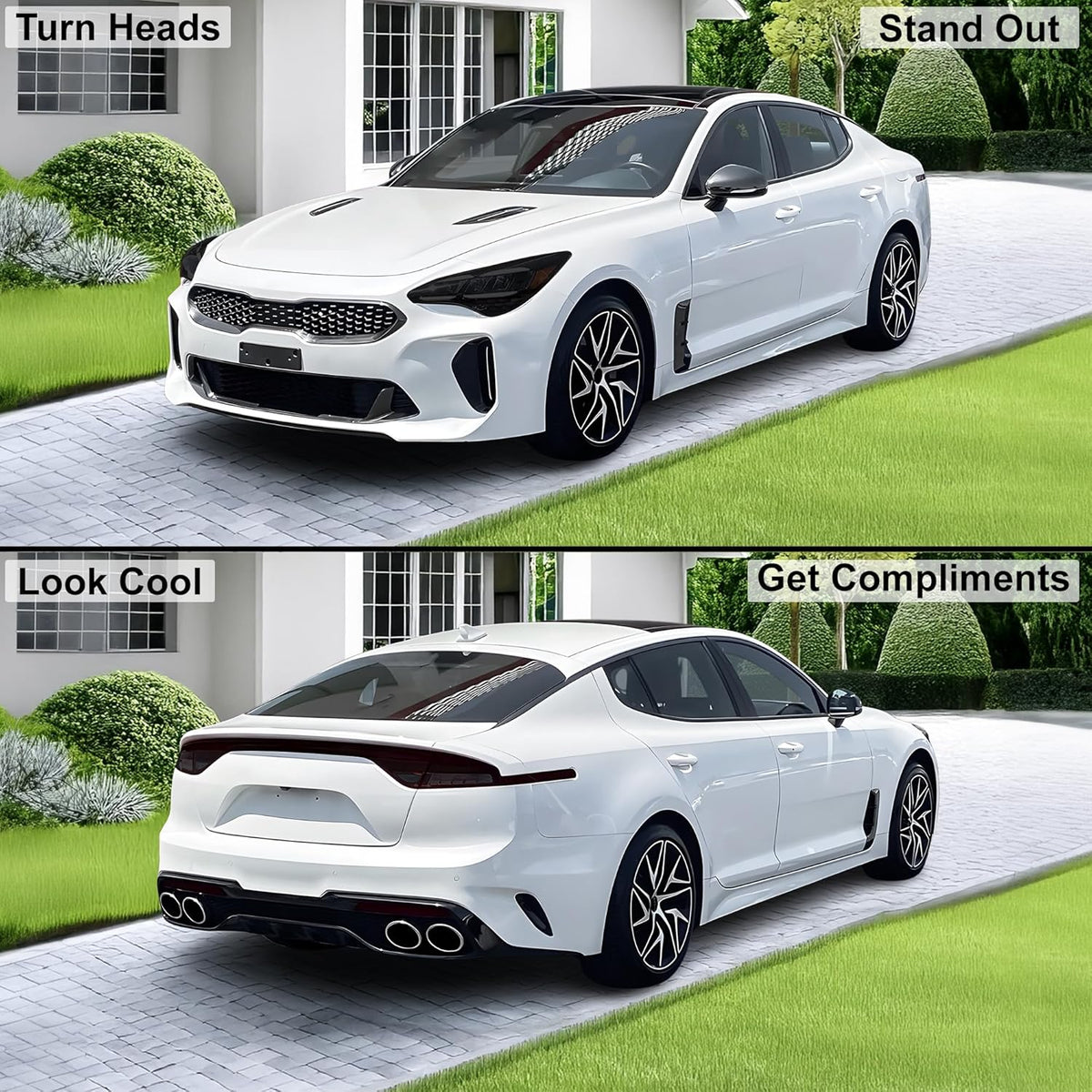 BOGAR TECH DESIGNS Precut for Kia Stinger 2022-2024 Full Headlight Taillight Tint Kit, Dark Smoke