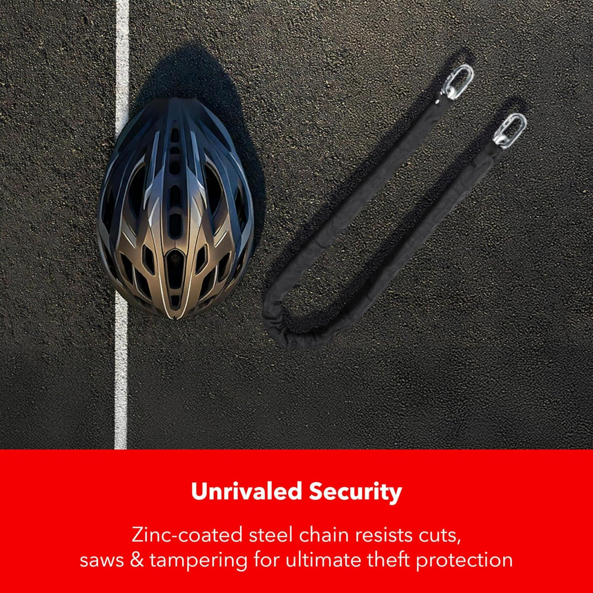 Heavy-Duty Chain Lock – 3.94ft Hardened Steel, 10mm Cut-Resistant Links, PVC Weatherproof Coating – Ultimate Anti-Theft Protection for Bikes, Motorcycles, Gates & Fences, High-Security Design