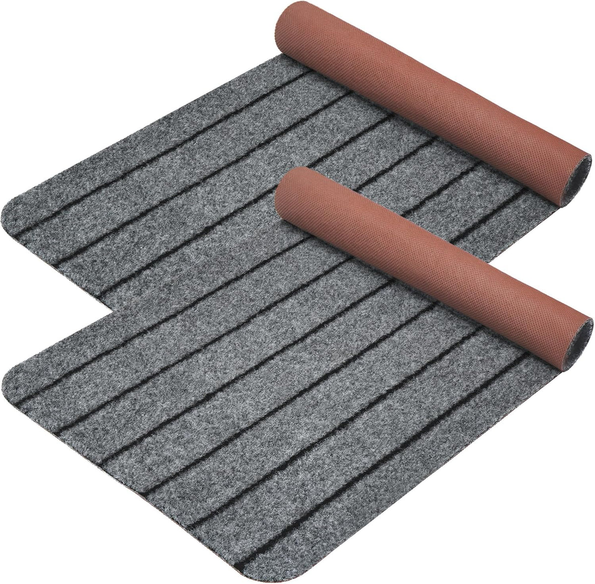 LotFancy 2-Pack Waterproof Front Door Mat 17"x30" Indoor/Outdoor, Non-Slip Rubber Backing Welcome Mat - Low Profile Washable Entryway Rug for Home, Patio, Camping (Gray)