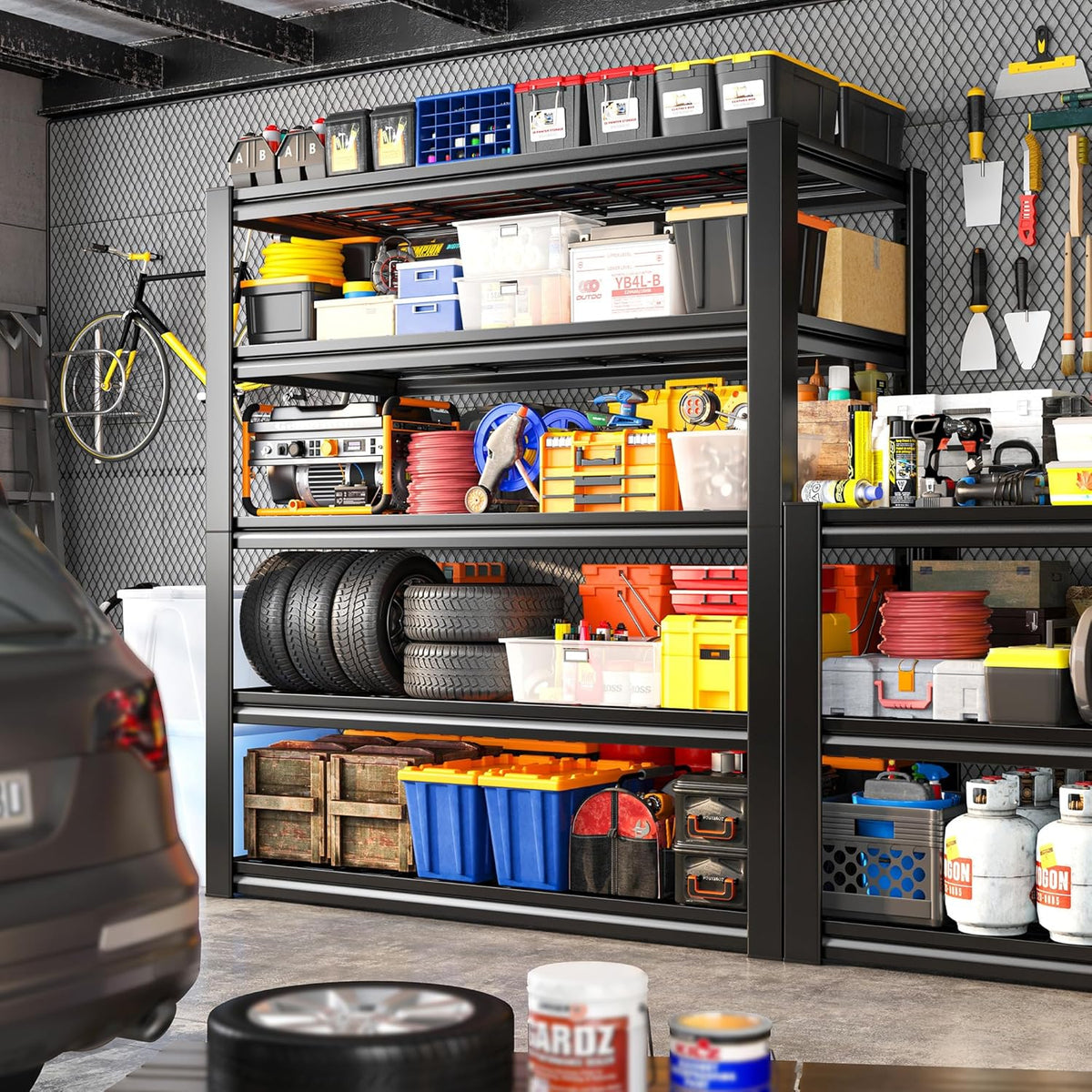 REIBII Garage Shelving 3000LBS, Heavy Duty Storage Shelves, Adjustable Industrial Metal Shelving Unit for Garage, Basement, Pantry, Warehouse,Commercial, 36" W x 16" D x 72" H