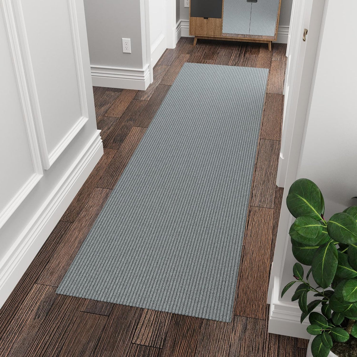 Ottomanson 2'7" x 7' Hallway Runner with Scraper Pile Extra Durable Non-Slip Rug Mat for Indoor & Outdoor Use - Ideal for Kitchen, Entryway, Patio & Garage - High-Traffic Carpet, Gray