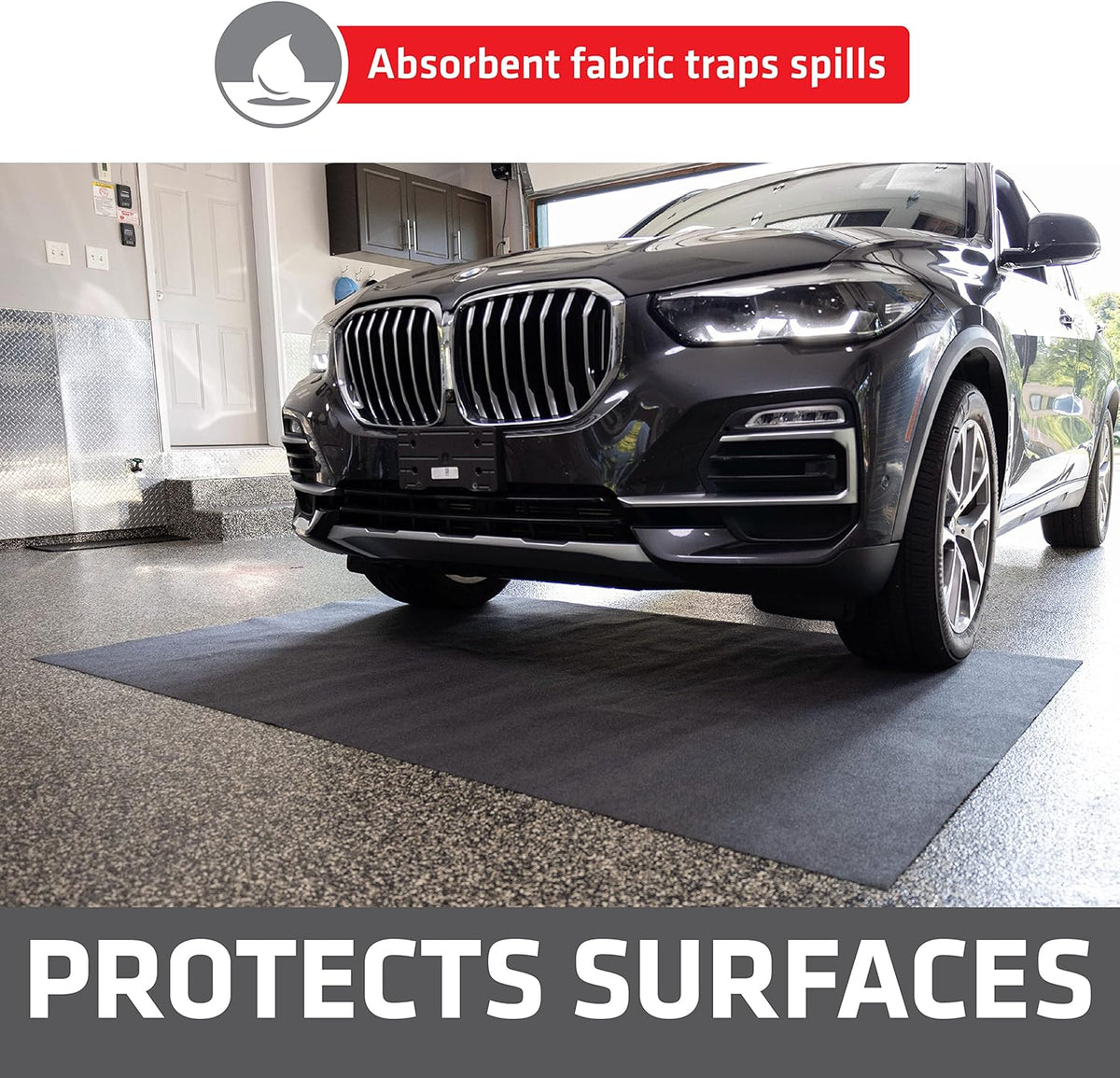 Drymate Premium Maintenance Mat Oil Spill Garage Floor Mat (60" x 72"), Absorbent, Waterproof, Contains Liquids, Protects Garage Surface or Driveway, Reusable, Washable, Durable (USA Made)