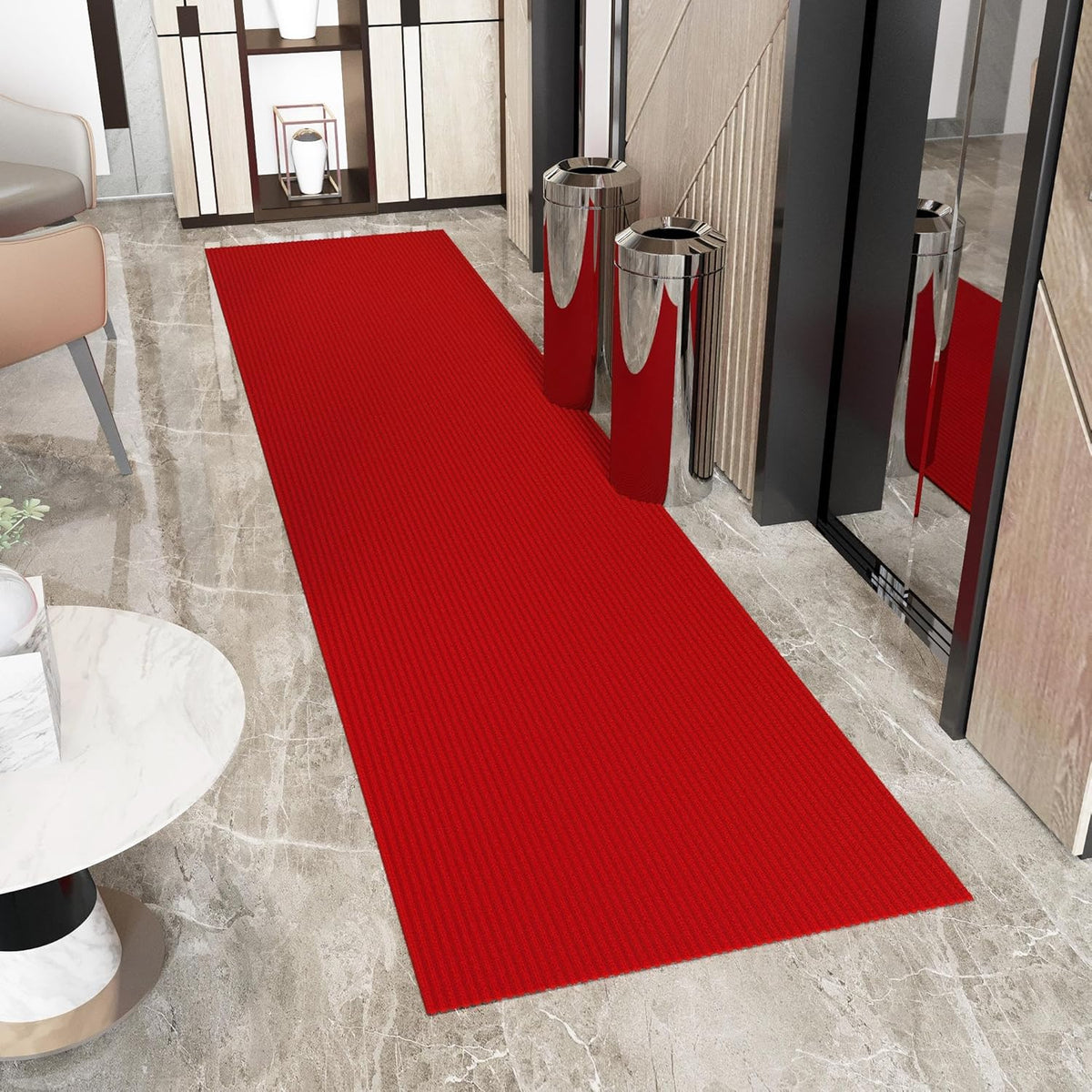 Ottomanson 2'7" x 11' Hallway Runner with Scraper Pile Extra Durable Non-Slip Rug Mat for Indoor & Outdoor Use - Ideal for Kitchen, Entryway, Patio & Garage - High-Traffic Carpet, Red