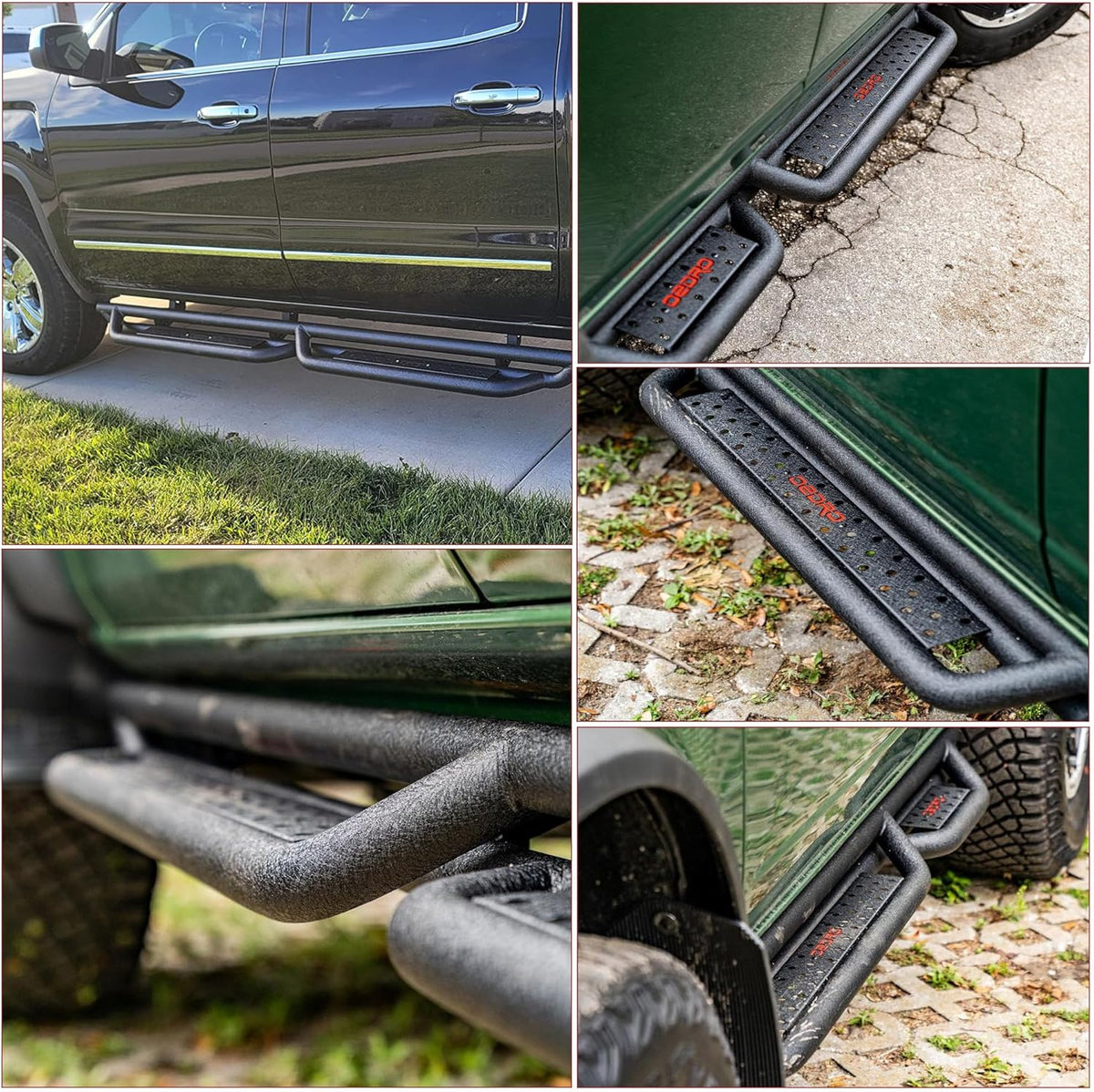 OEDRO Running Boards Compatible with 2019-2025 Chevy Silverado/GMC Sierra 1500, 2020-2025 2500HD 3500HD Crew Cab(Excl. 2019 1500 LD/Limited), Bolt-on Side Steps Steel Nerf Bars