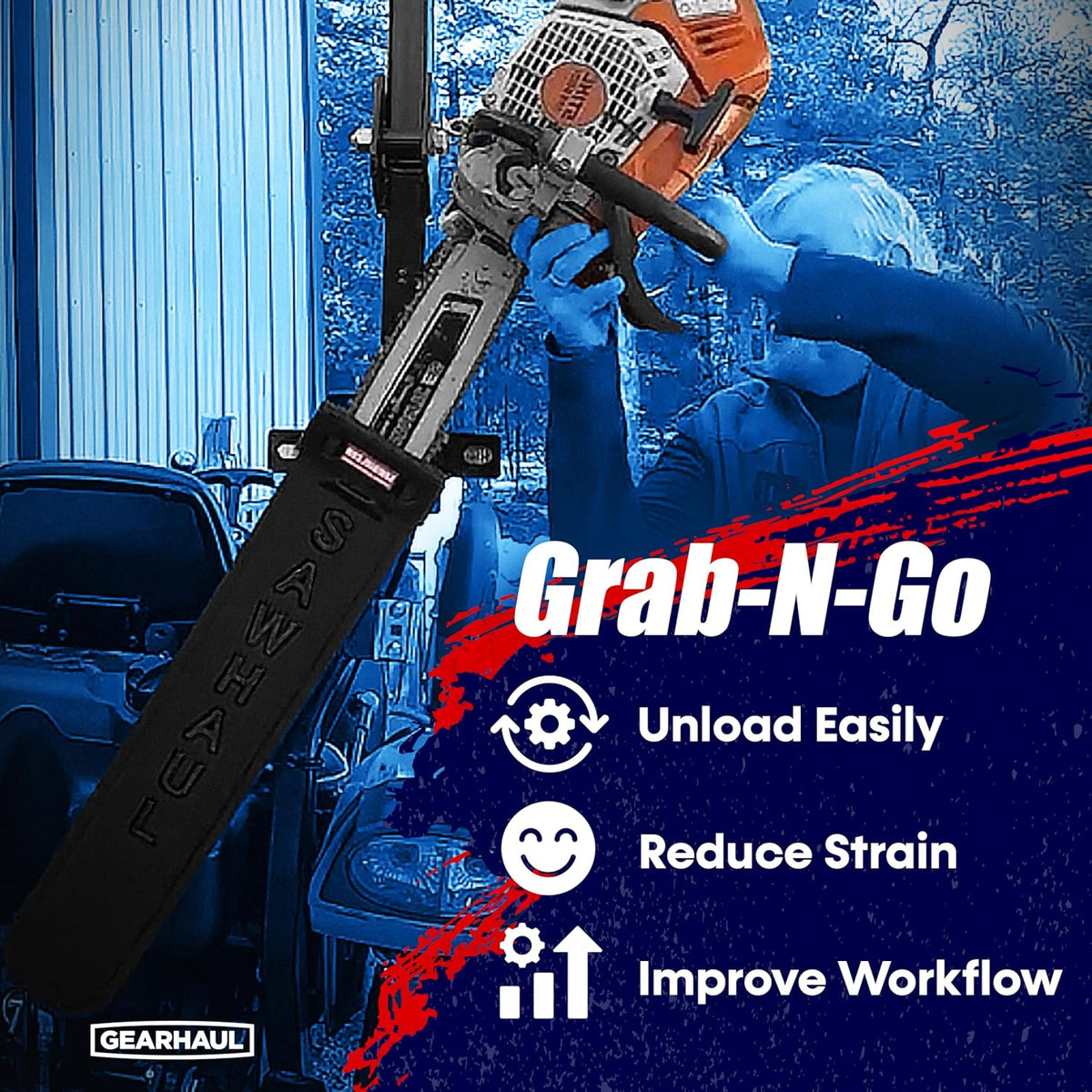 SawHaul Snap-Lok Universal Chainsaw Carrier Kit for Tractors and Skid Steers – 20 Inch Black Scabbard with Rotating Mount – Compatible with All Chainsaw Brands – Made in USA
