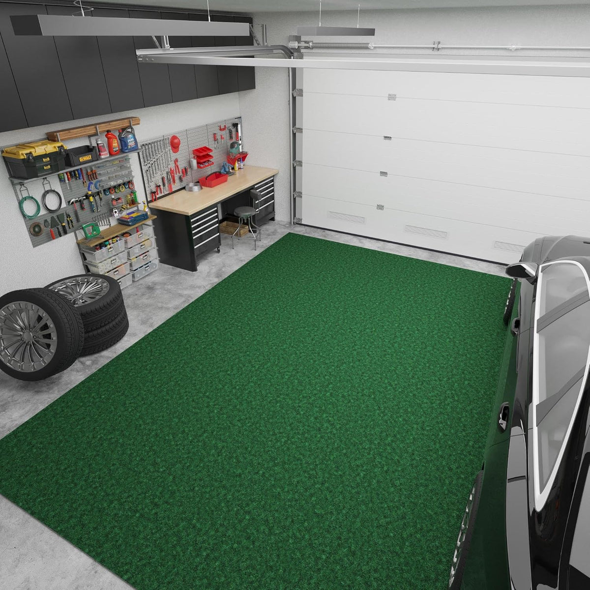 Ottomanson 6'6" x 20' Hallway Runner with Scraper Pile - Extra Durable Non-Slip Rug Mat for Indoor & Outdoor Use - Ideal for Kitchen, Entryway & Garage - High-Traffic Carpet, Green