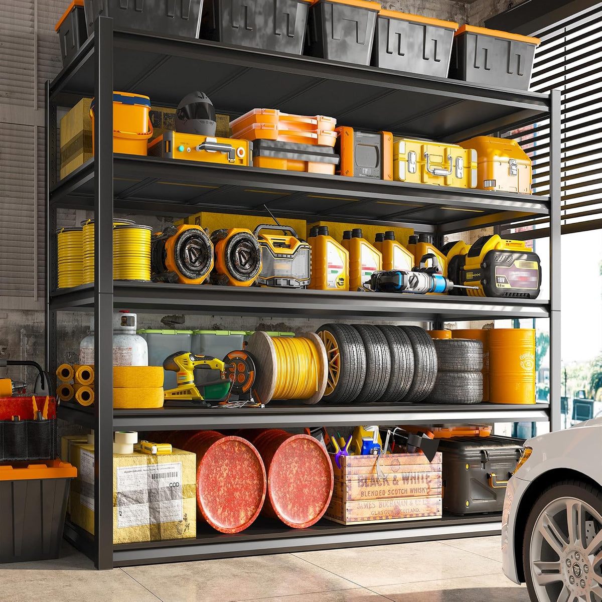 REIBII Garage Shelving 48.2" W Storage Shelves 3000LBS Metal Shelving Heavy Duty Adjustable Metal Shelf Industrial Pantry Shelves for Basement Garage Warehouse 72.2" H x 24.2" D x 48.2" W, 3 Pack