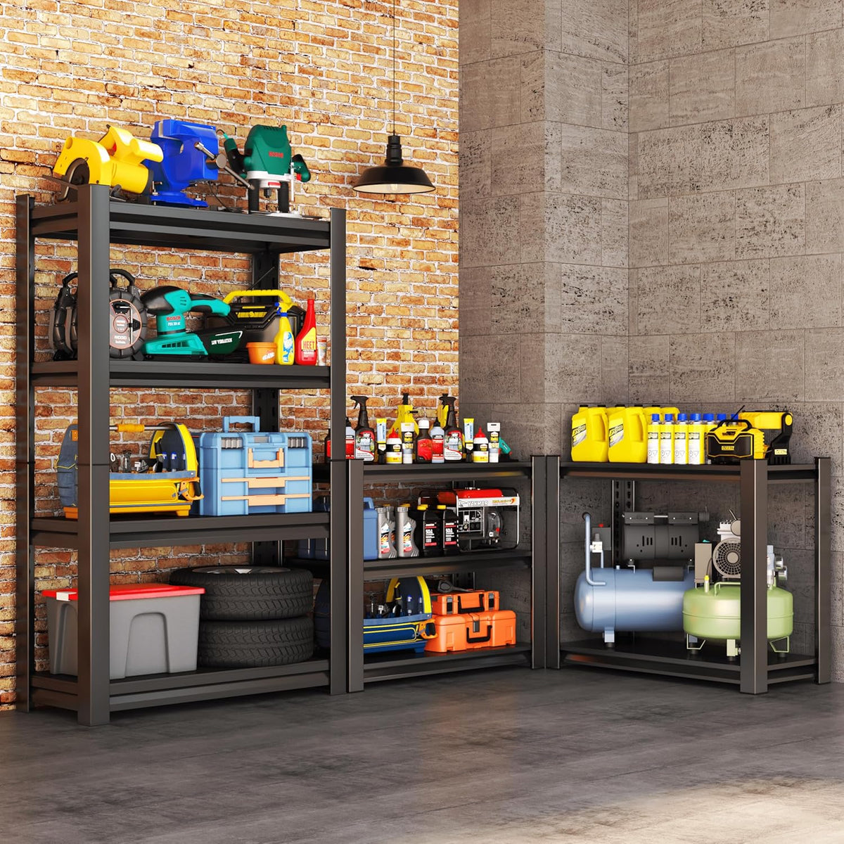 Metal Garage Shelving Unit, Heavy Duty 4-Tier Adjustable Storage Rack, Steel Shelving,2000 lbs Capacity, Industrial Shelves for Heavy Tools and Equipment (4-Tier 54" H x 16" W x 16" D)