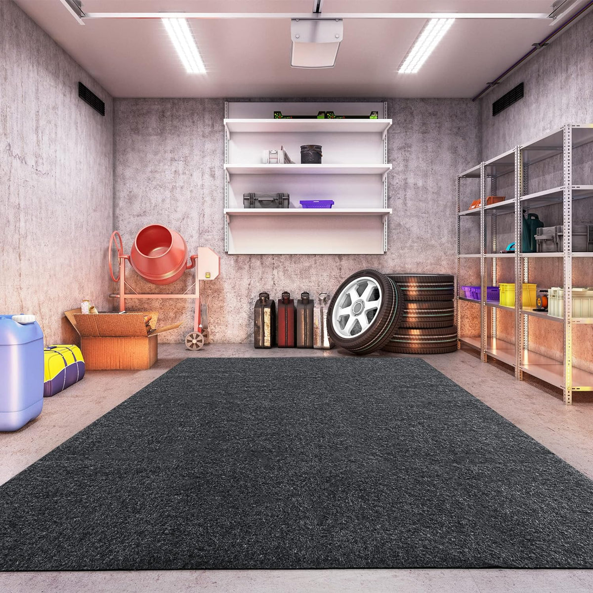 HOMBYS Extra Large Garage Floor Mats for Under Car, Dark Grey Garage Flooring Rug, Motorcycle Oil Spill Mat, Absorbent Oil Garage Parking Mat 8’10" x22', Non Slip and Waterproof Backing