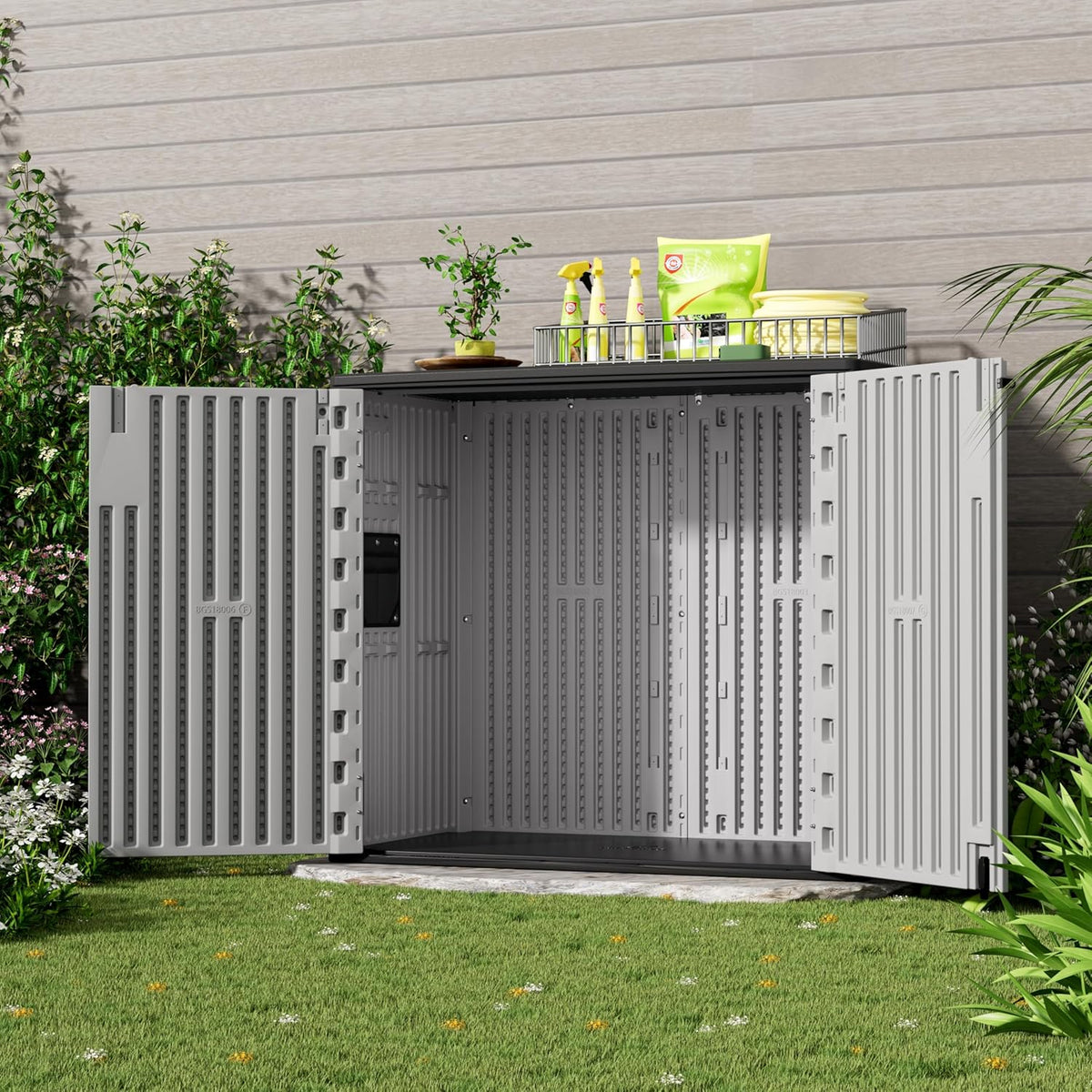 Outdoor Storage Cabinet for Patio & Garden Shed, 37Cu.ft Outdoor Storage Shed Waterproof,Horizontal Outdoor Cabinet for Garage, Pool Storage.