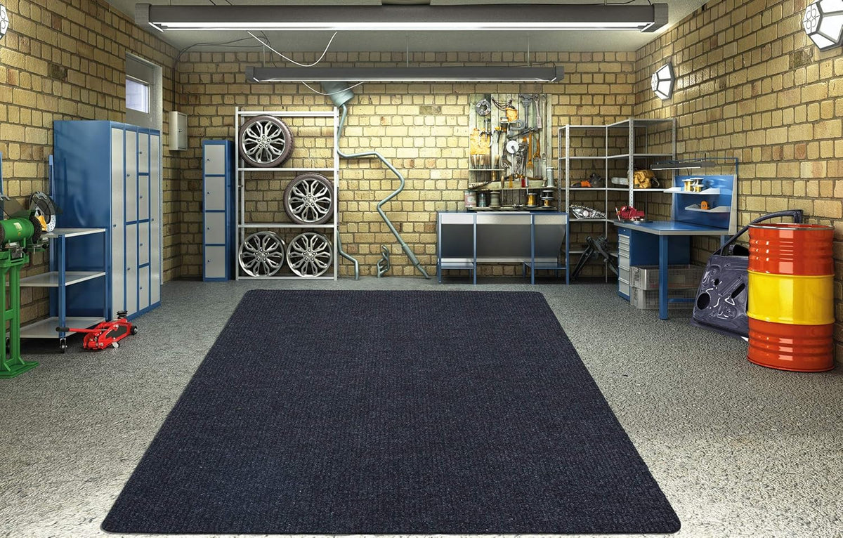 Ottomanson 5' x 6'6" Mud Mat Area Rug Scraper Carpet - Non-Slip, Dirt Trapping for Indoor & Outdoor Use - Ideal for Entryway, Garage, Kitchen, Patio & High-Traffic Areas, Black