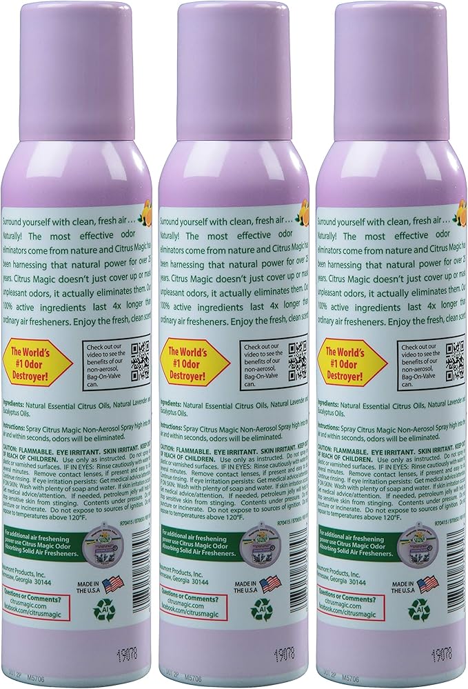 Citrus Magic Odor Eliminating Air Freshener Spray, Lavender Escape, 3-Ounce, Pack of 3