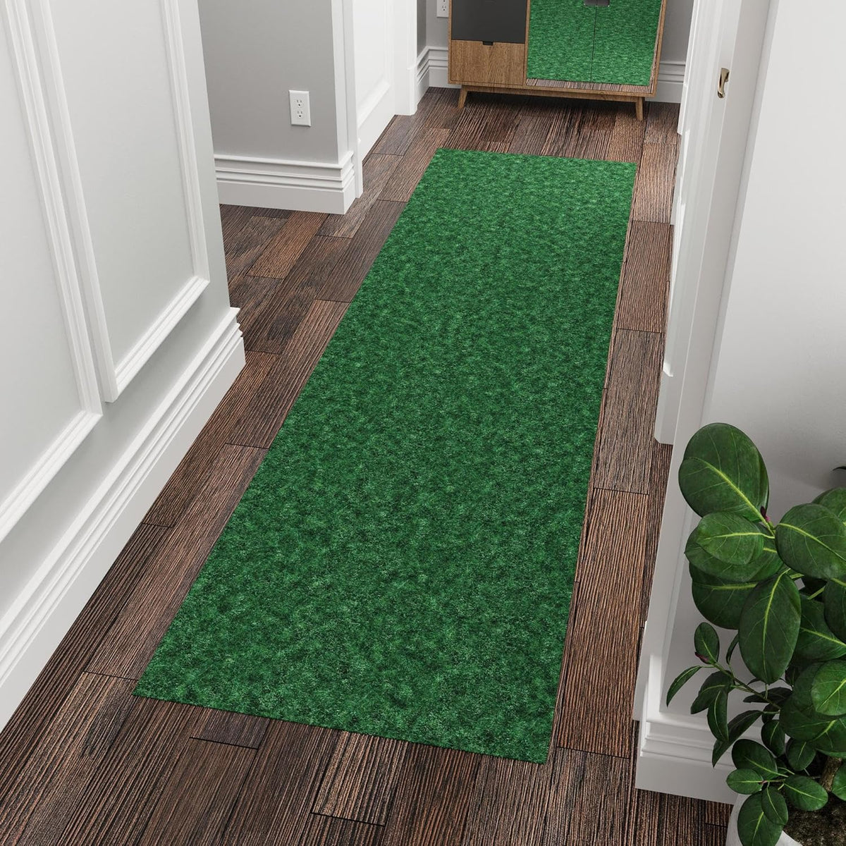 Ottomanson 2' x 9' Hallway Runner with Scraper Pile Extra Durable Non-Slip Rug Mat for Indoor & Outdoor Use - Ideal for Kitchen, Entryway, Patio & Garage - High-Traffic Carpet, Green