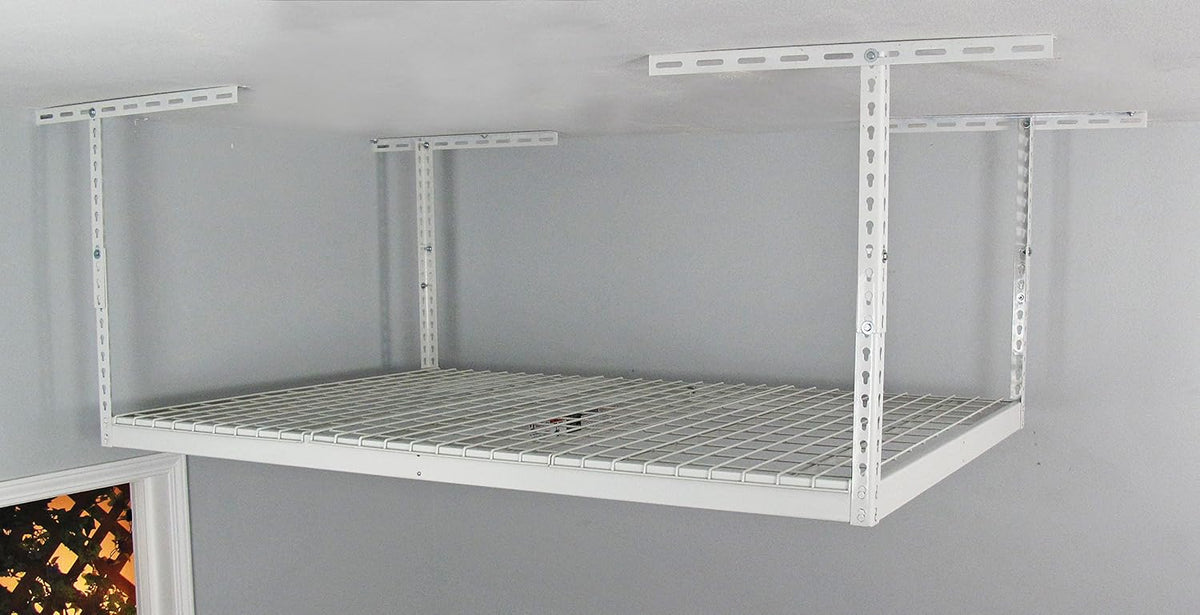 SafeRacks 4x6 Overhead Garage Storage Rack - Heavy Duty Steel Ceiling Mount Storage Shelves with 500 lb Capacity - Adjustable, Garage Overhead Storage, 12"-24" 2 Pack