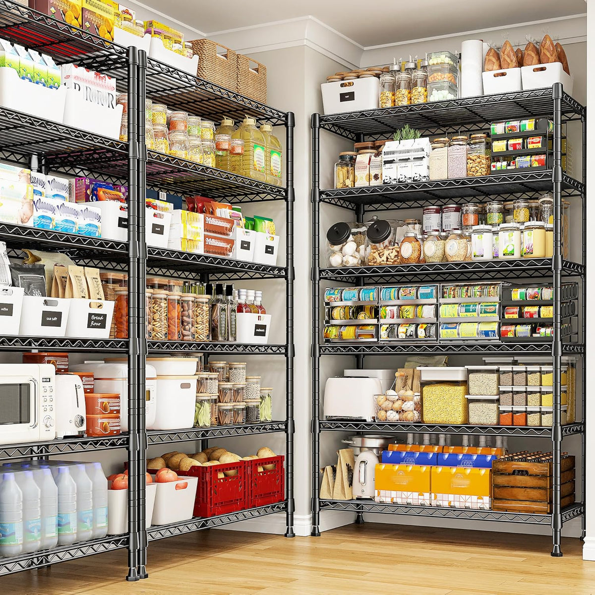 REIBII 71" H Storage Shelves 6 Tier Wire Shelving Unit 1200LBS Metal Shelves Adjustable Shelving Units and Wire Shelf Storage Rack Shelf Metal Shelving, Dorm Storage Shelves, 71" H x 29" W x 14" D