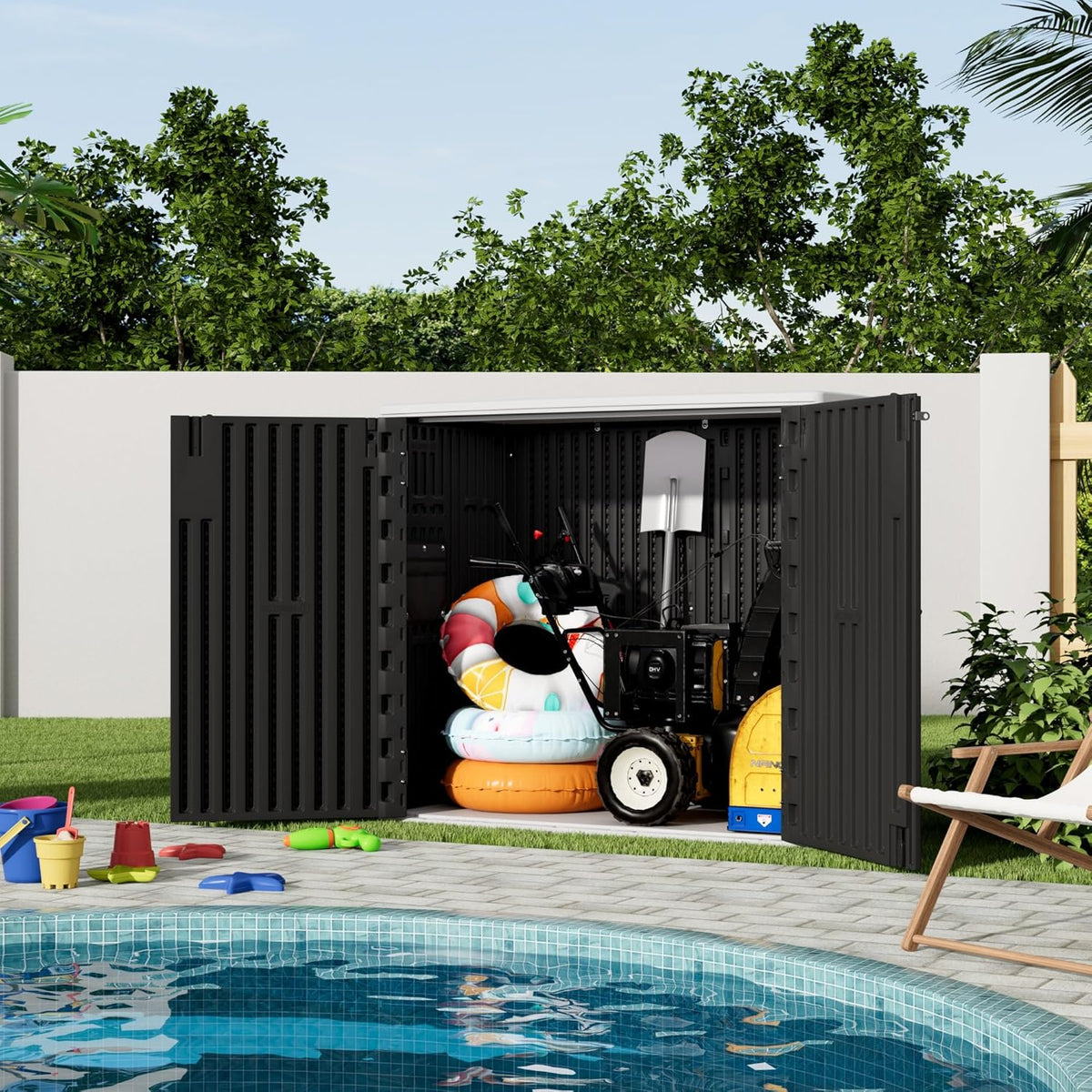 37Cu.ft Outdoor Storage Shed Waterproof,Horizontal Outdoor Storage Cabinet for Patio & Garden Shed, Garage, Pool Storage.