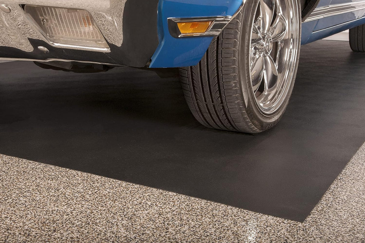 G-Floor Seamless Sheet Vinyl Shed Flooring Cover with Bonded Fibrous Backing - Levant Pattern (8' x 10', Midnight Black)