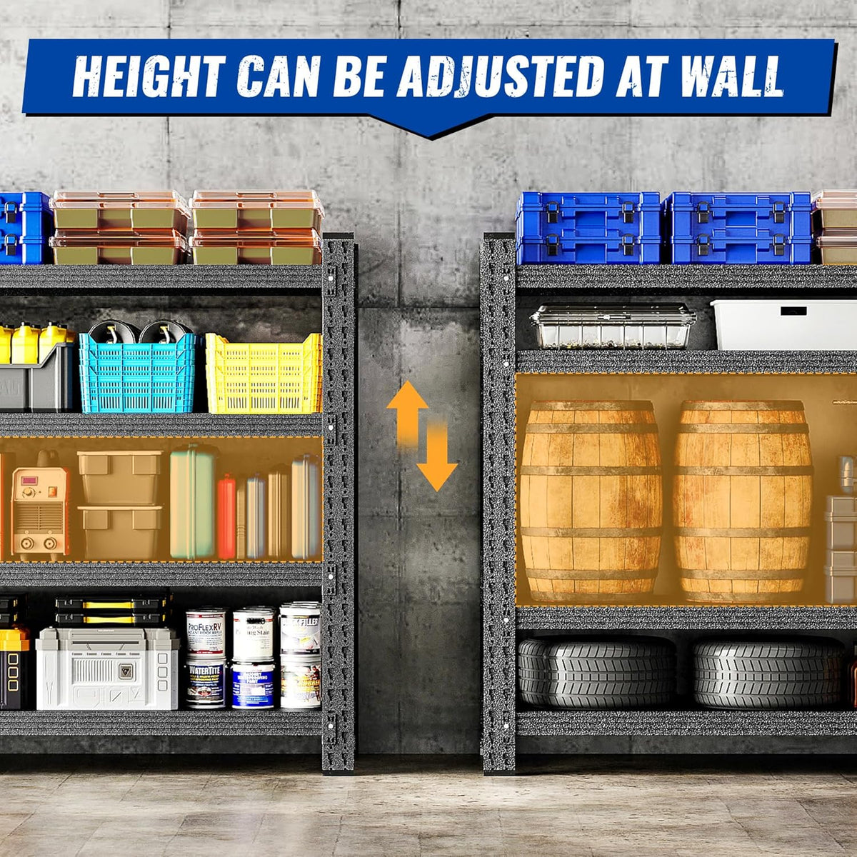 48" W Storage Shelves 3000lbs Garage Metal Shelving Heavy Duty Garage Shelves Adjustable Storage Shelves for Industrial, Factory,48" W X 24" D X 69" H