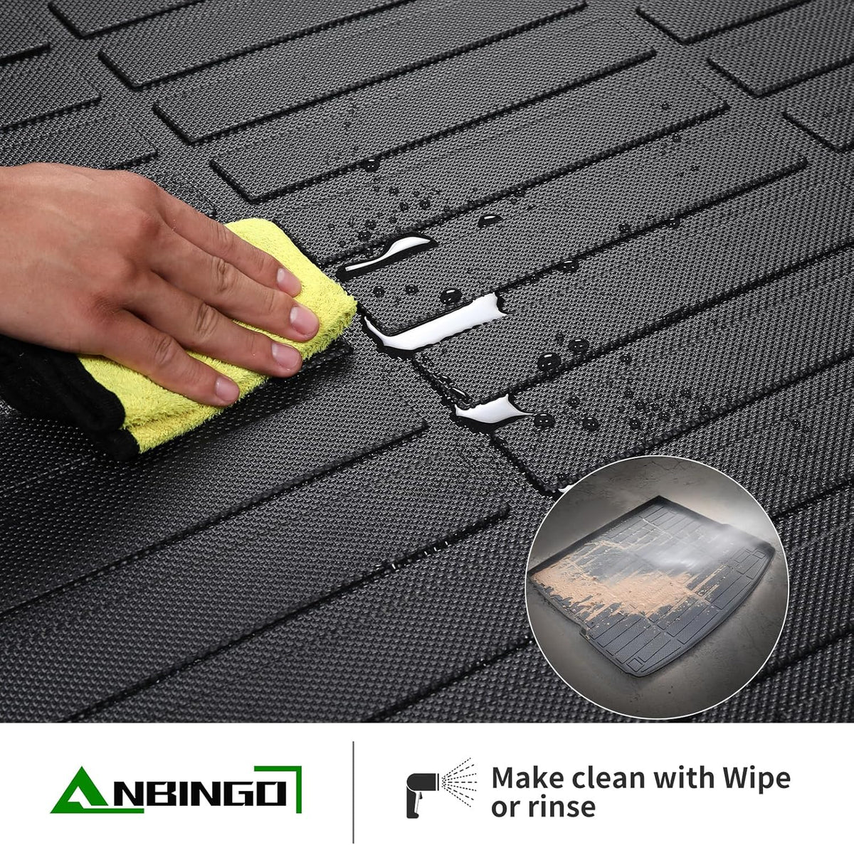 ANBINGO®- Floor Mats & Backseat Cargo Liner for 2025 2026 Nissan Kicks SV/SR (Not fit Kicks S Model),TPE All Weather Car Mat for 2025 Nissan Kicks Accessories-Black