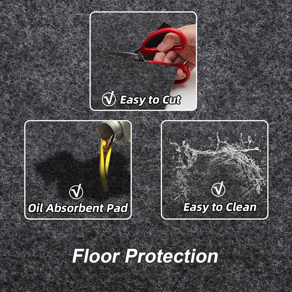 Roykaw Golf Cart Parking Mat Garage Floor Mat Compatible with EZGO, Club Car, Yamaha, ATV, UTV and Small Utility Vehicles, Slide-Resistant, Petroleum Pollution Protection - 9.18 ft. x 4.92 ft.