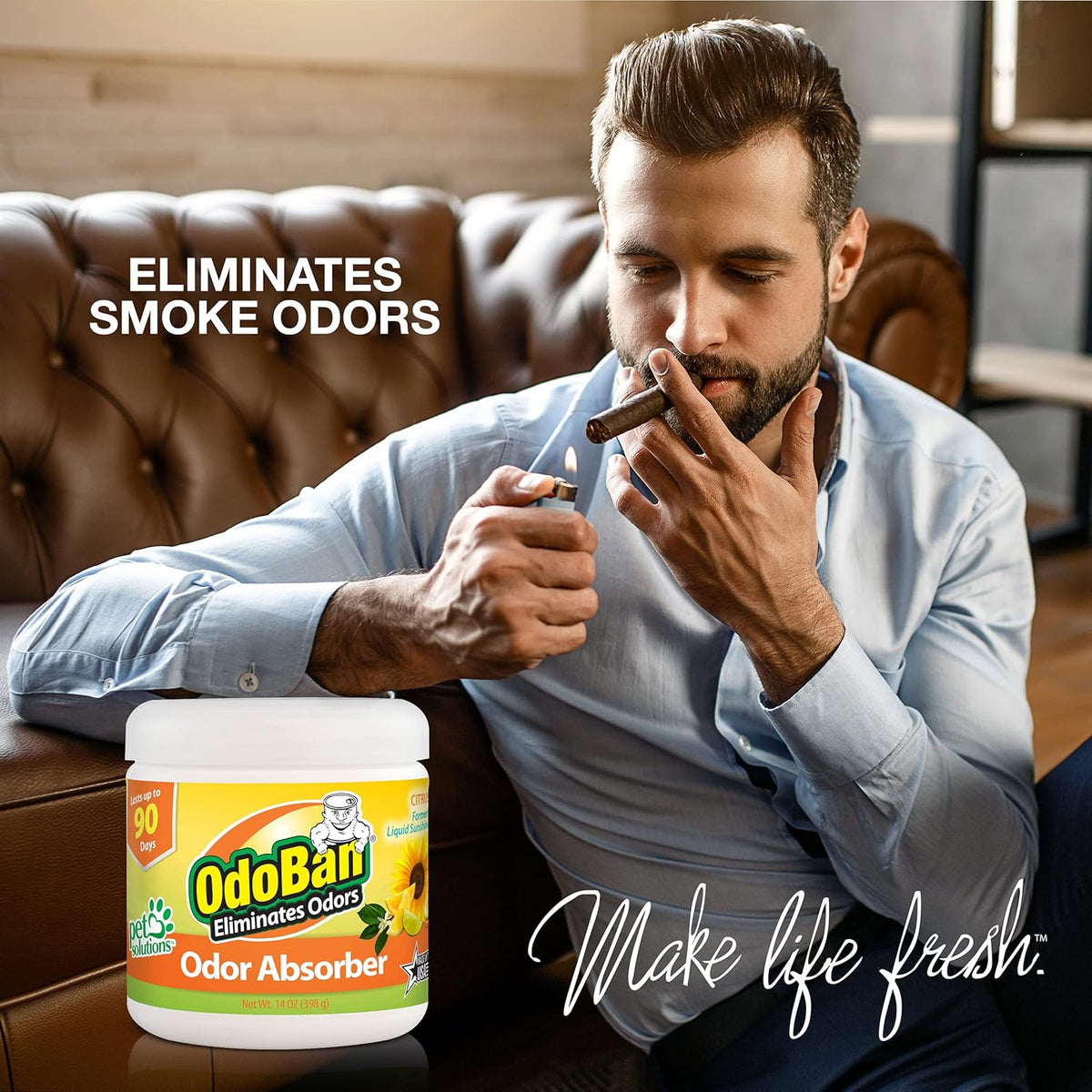 OdoBan Solid Odor Absorber Eliminator for Home and Small Spaces, Citrus Scent, 14 Ounces Each, 9-Pack