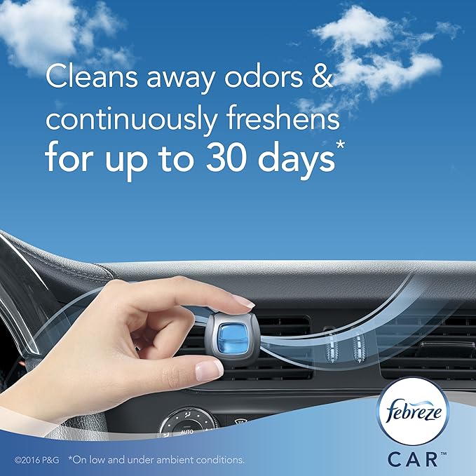Febreze Car Air Fresheners, Hawaiian Aloha, Odor Eliminator for Strong Odors Car Vent Clips, 0.06 Fl. Oz.