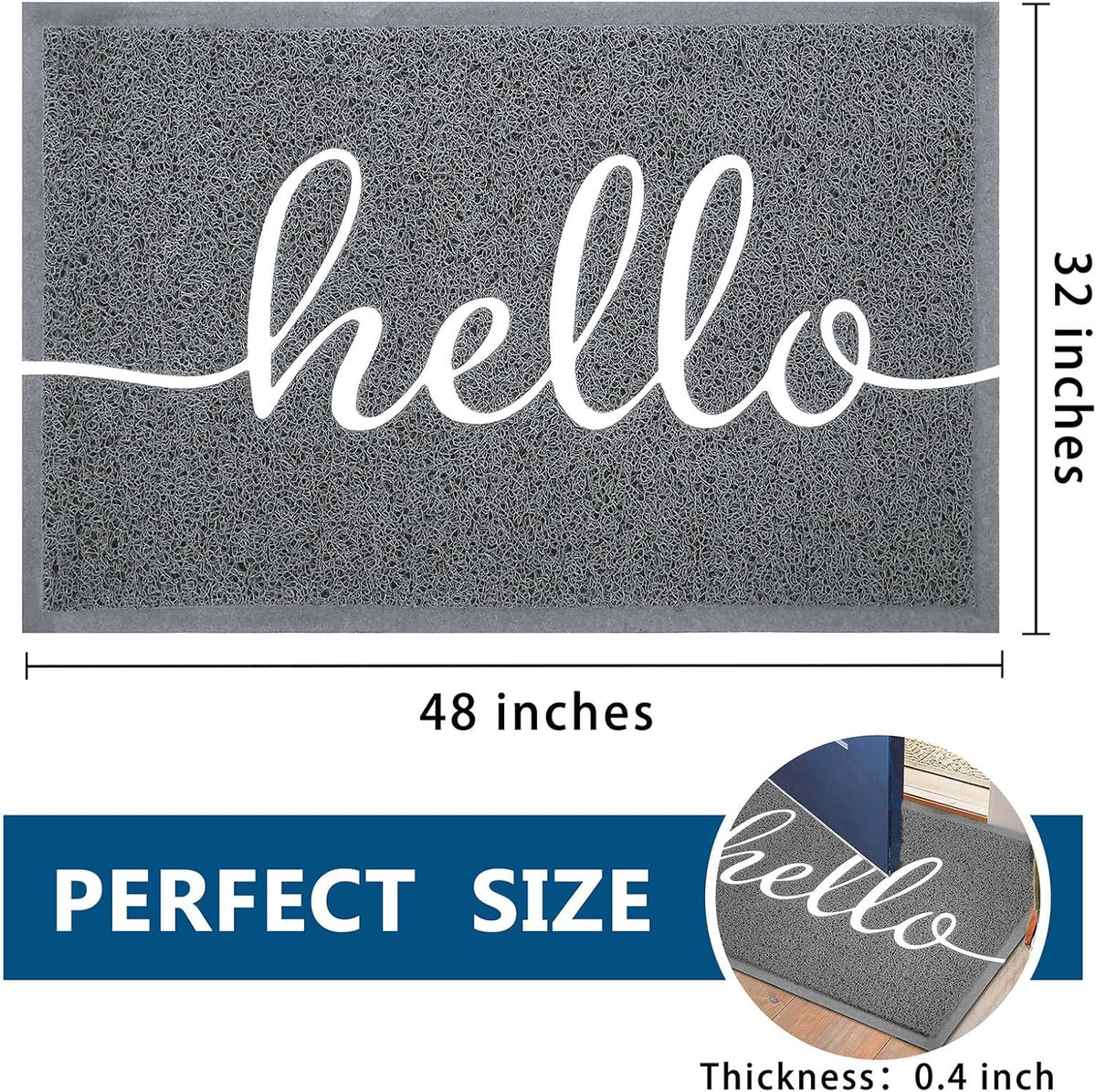 EARTHALL Funny Hello Mats Outdoor/Indoor, Front Door Mat Outside Entrance, Inside Outside Mats for Home Entrance, Funny Doormat Outdoor/Indoor Entrance, Front Porch Decor for Farmhouse 48"x32"