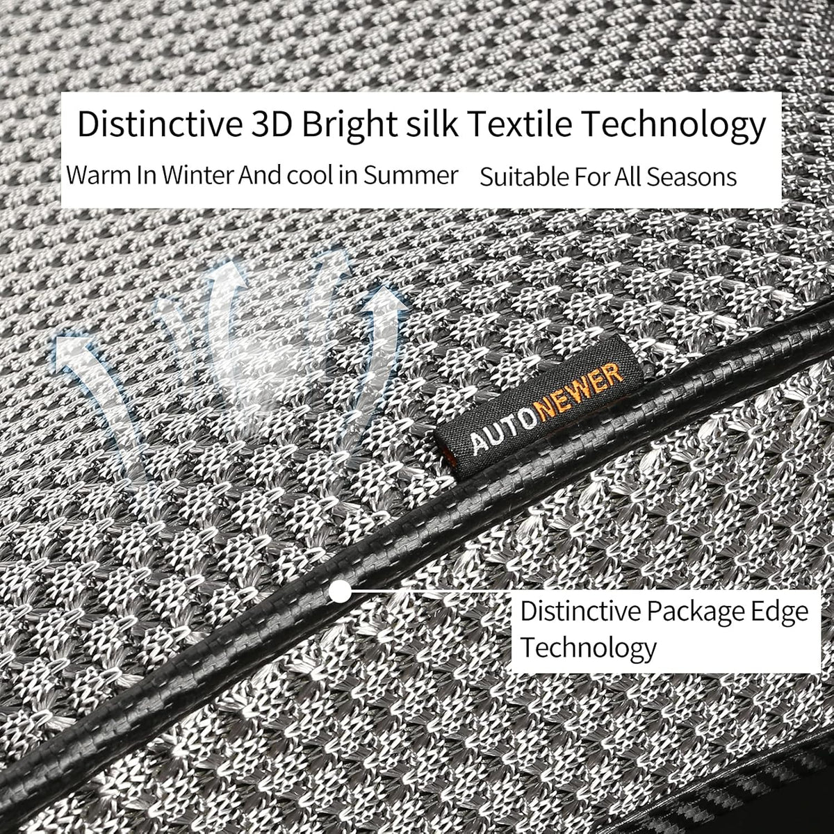 Auto Newer Breathable Universal Four Seasons Car Seat Covers， Luxury Car Seat Cushion，Protectors for Front Seat Bottoms,Compatible with 95% Vehicles， Fit for Cars Truck SUV or Vans(2PCS,Grey)