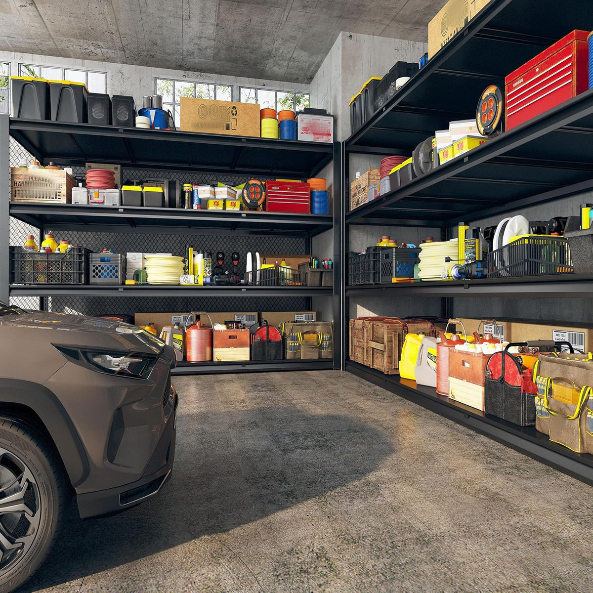 REIBII 60" W Garage Shelving Heavy Duty 2650LBS Storage Shelves Metal Shelving, Adjustable Garage Shelves, 4 Tier Industrial Shelf for Warehouse, Basement, Pantry, 60" W x 24" D x 60" H, 2 Pack