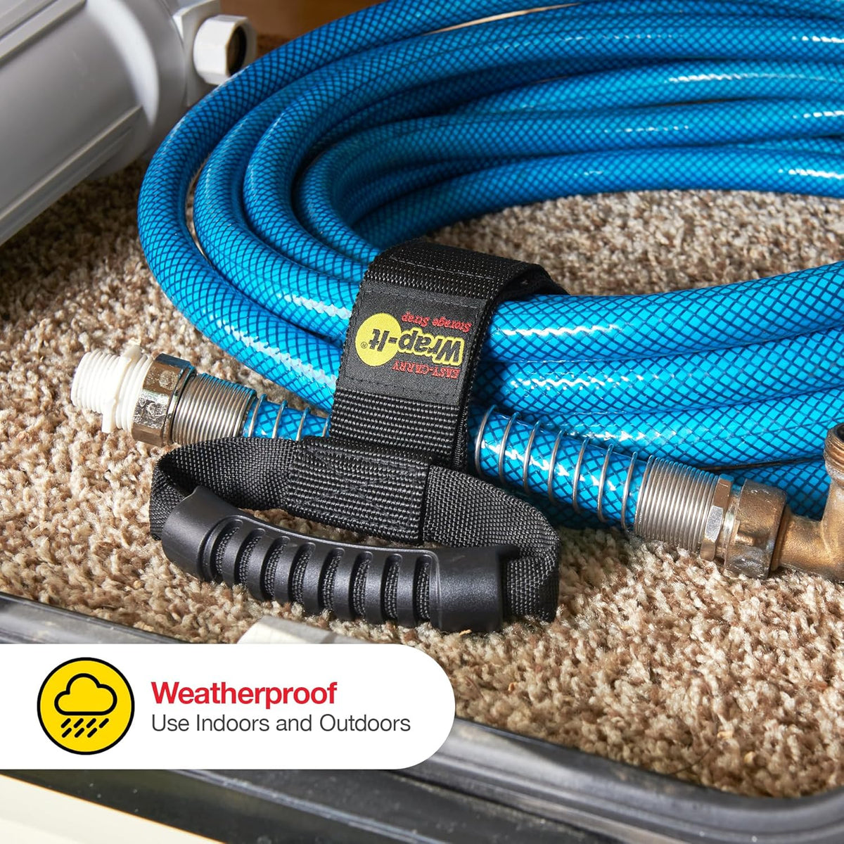 Easy-Carry Wrap-It Storage Straps - 17" (2-Pack) Black with Grommet - Extension Cord Organizer with a Handle for Cable and Hose Storage