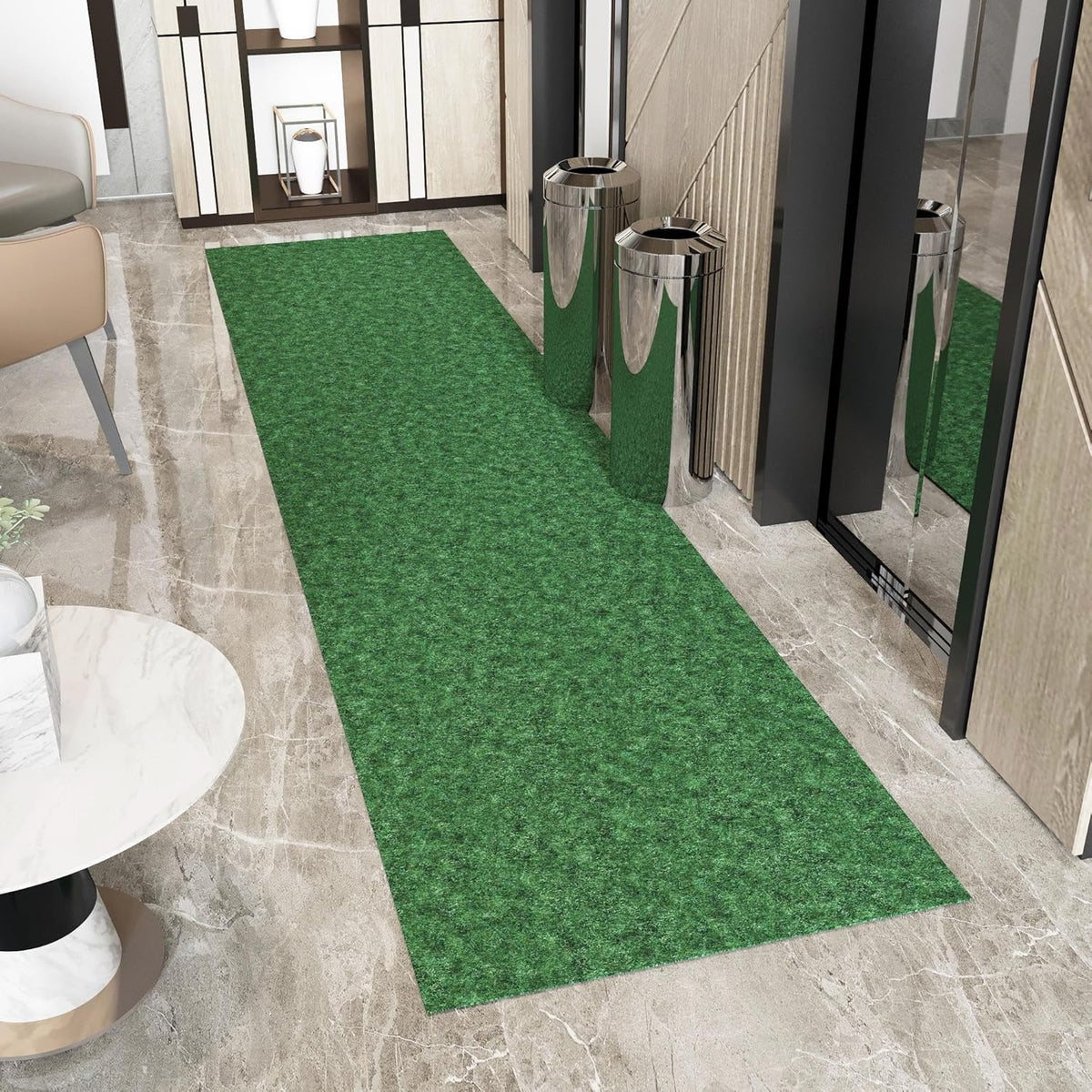 Ottomanson 2'7" x 13' Hallway Runner with Scraper Pile - Extra Durable Non-Slip Rug Mat for Indoor & Outdoor Use - Ideal for Kitchen, Entryway & Garage - High-Traffic Carpet, Green