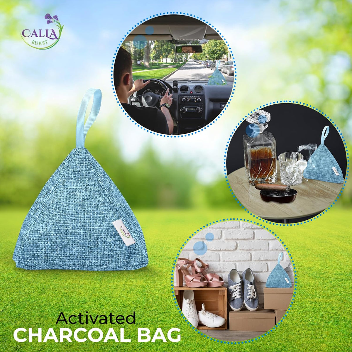4 Pack Bamboo Charcoal Air Purifier Bags 200 Grams Each - Odor Absorber & Eliminator for Home, Car, Pets, Activated Charcoal Natural Freshener, Eco-Friendly & Reusable (Designer Colors)