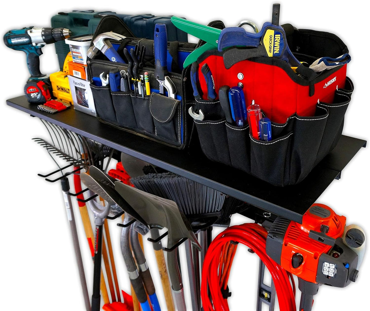 StoreYourBoard Tool Max Garage Storage Rack Shelf – Adjustable Wall Mount Garage Tool Organizer, Heavy Duty Steel Tool Rack with Shelf, Holds up to 300 lbs