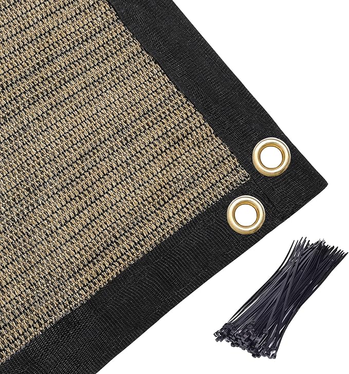 Amagenix 90% Shade Fabric 15'X 23' Mocha Sun Shade Cloth with Grommets for Pergola Replacement Shade Cover Canopy, Heavy Duty, Cable Zip Ties Included (We Customized)