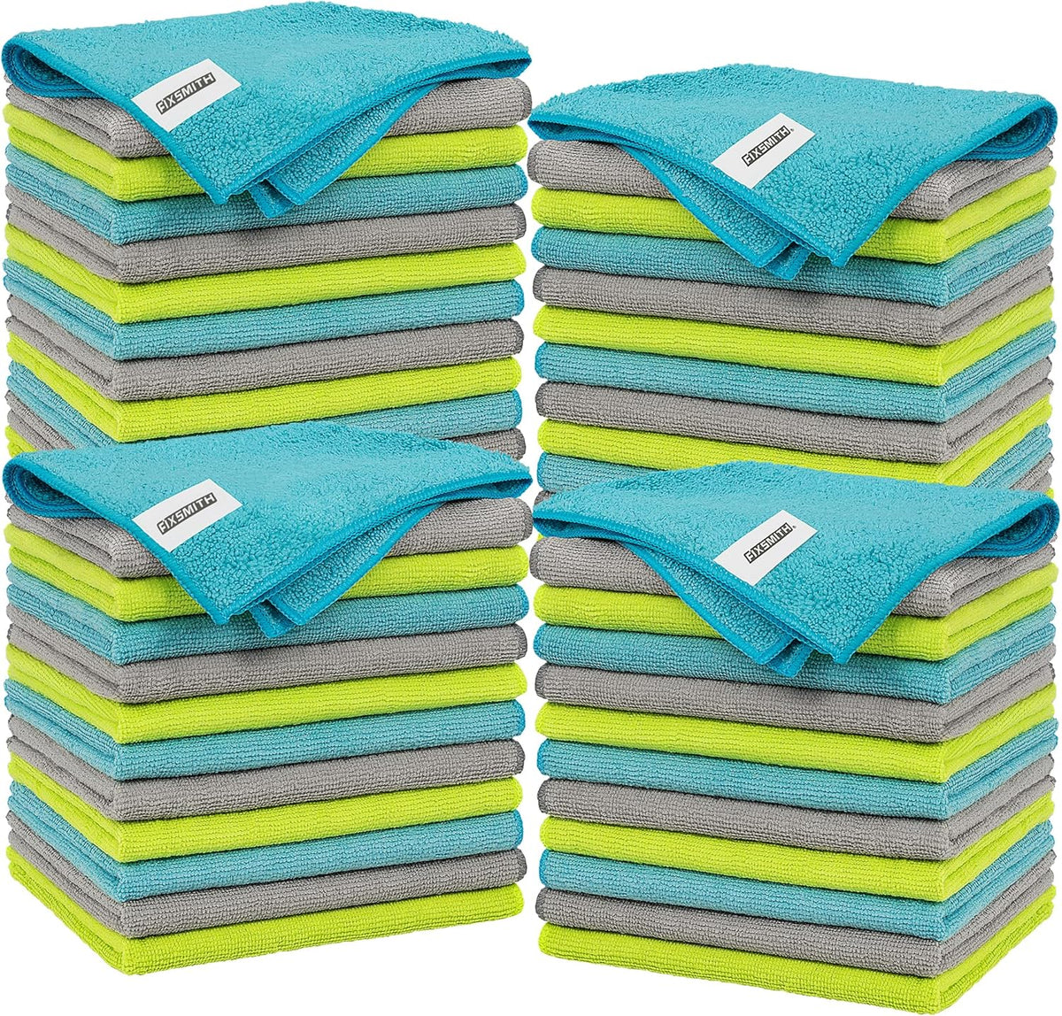 FIXSMITH Microfiber Cleaning Cloth - Pack of 48, Multi-Functional Cleaning Towels, Size: 12 x 16 in, Highly Absorbent Cleaning Rags, Lint-Free, Streak-Free Cleaning Cloths for Car Kitchen Home Office