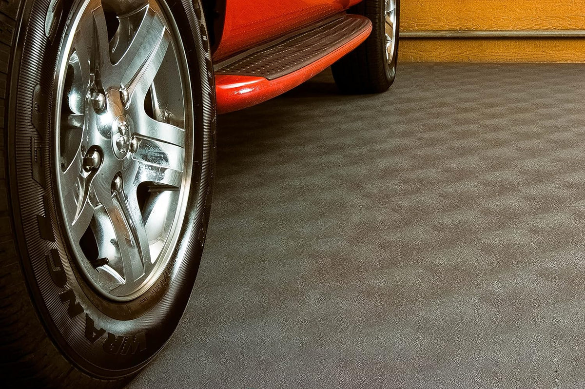 G-Floor Seamless Sheet Vinyl Shed Flooring Cover with Bonded Fibrous Backing - Levant Pattern (8' x 20', Slate Grey)
